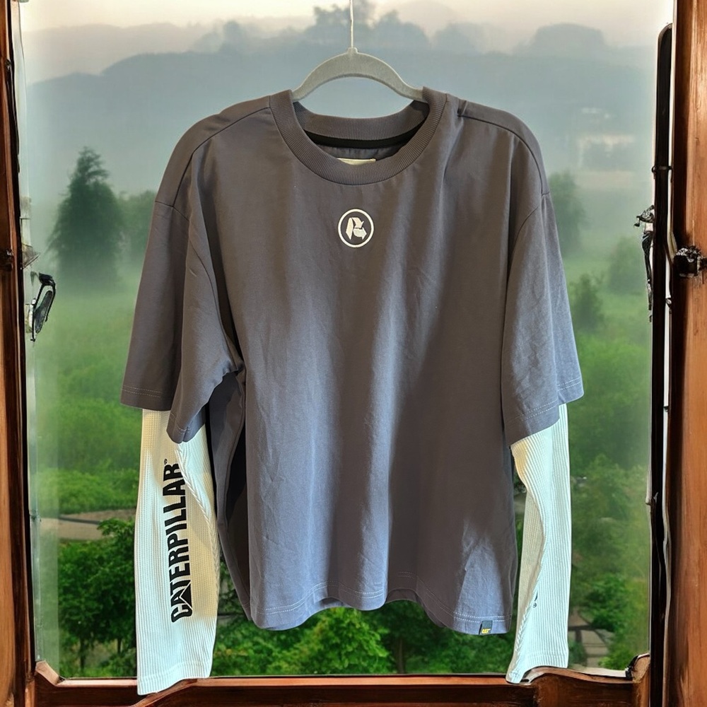 NWT CAT x RECLAIMED LA EXCLUSIVE‎ UO Layered Long Sleeve Tee in Graystone M - Picture 5 of 13
